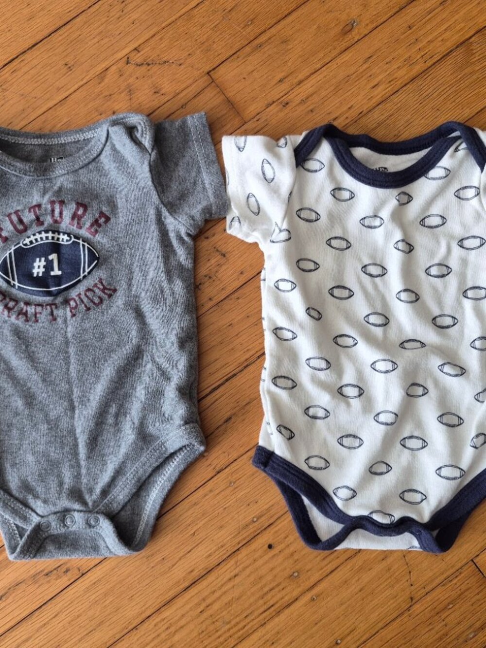 2 baby boy onesies (3-6 month) Football themed by HB